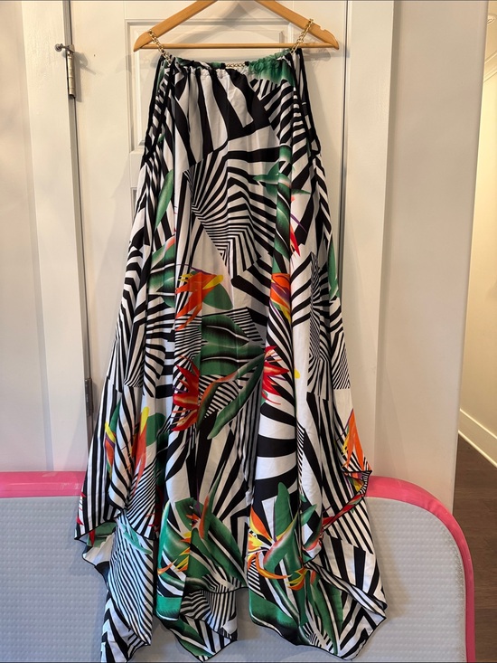 Ashley Stewart Dresses & Skirts - Black & White Zebra Print Maxi Skirt with Tropical Green Accents